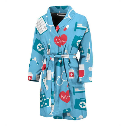 Nurse Pattern Print Design A03 Men Bathrobe-JORJUNE.COM
