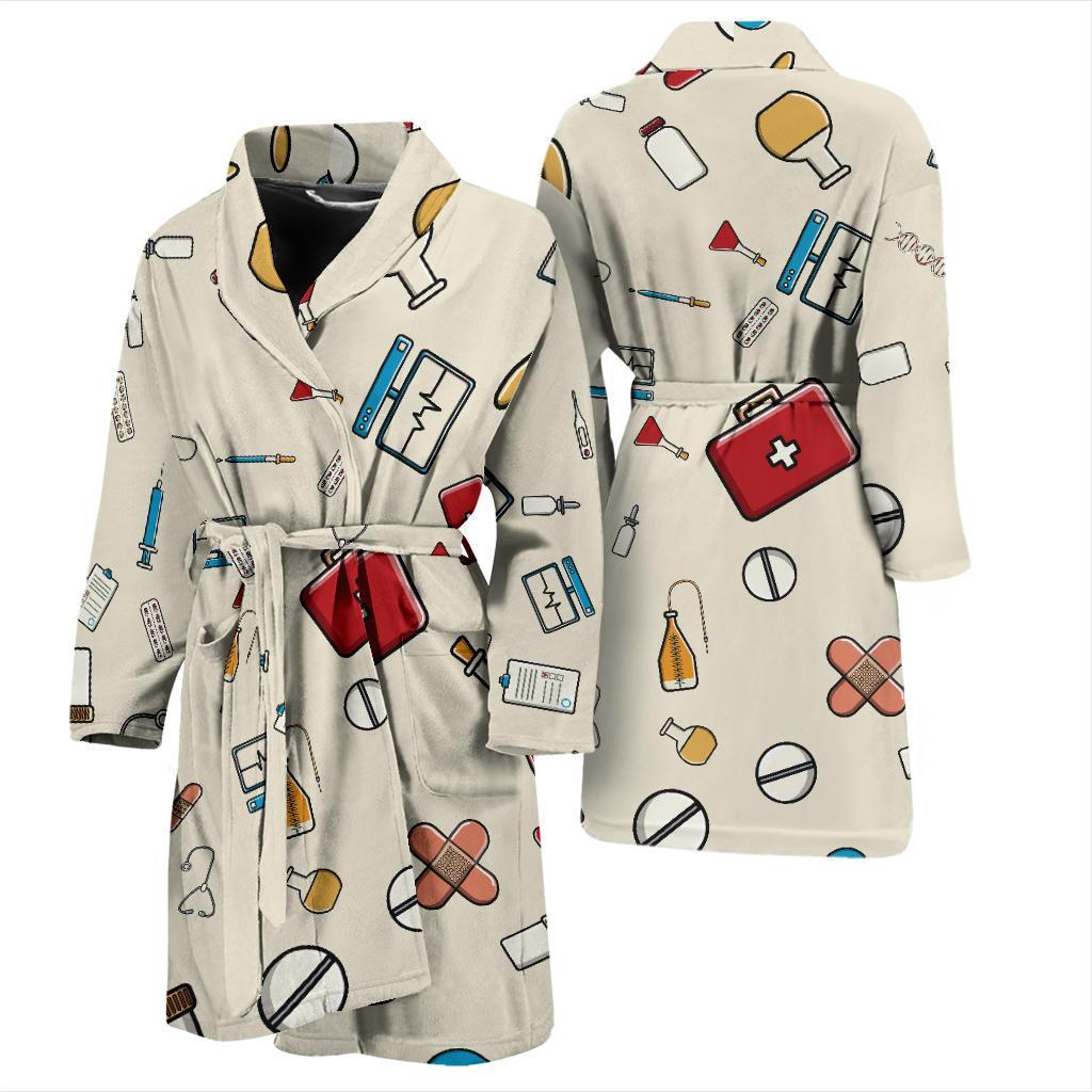 Nurse Pattern Print Design A04 Men Bathrobe-JORJUNE.COM