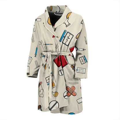 Nurse Pattern Print Design A04 Men Bathrobe-JORJUNE.COM