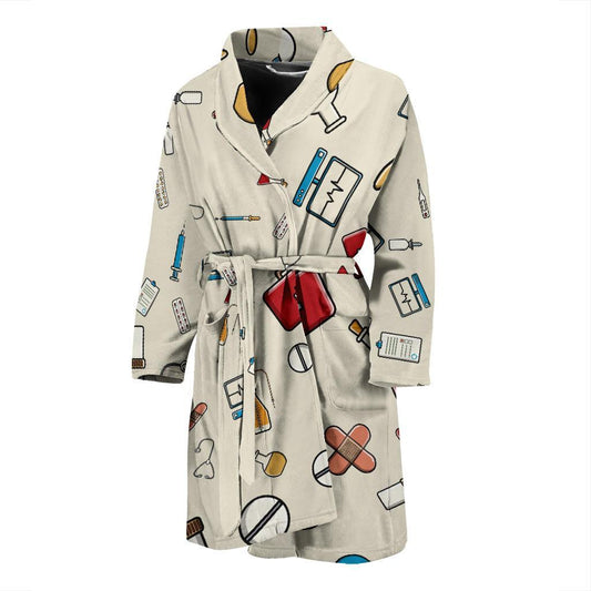 Nurse Pattern Print Design A04 Men Bathrobe-JORJUNE.COM