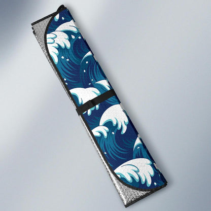 Ocean Wave Pattern Print Car Sun Shade For Windshield
