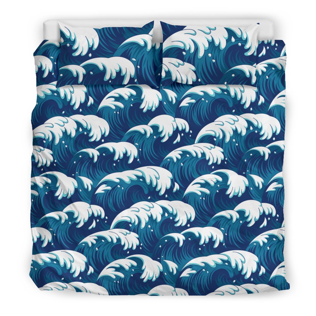 Ocean Wave Pattern Print Duvet Cover Bedding Set