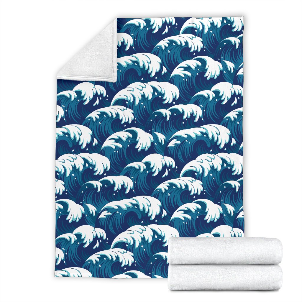 Ocean Wave Pattern Print Fleece Blanket