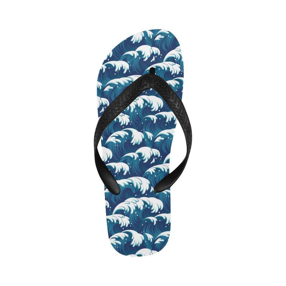 Ocean Wave Pattern Print Flip Flops-JTAMIGO.COM
