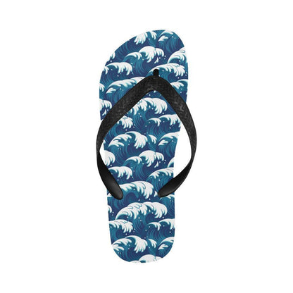 Ocean Wave Pattern Print Flip Flops-JTAMIGO.COM