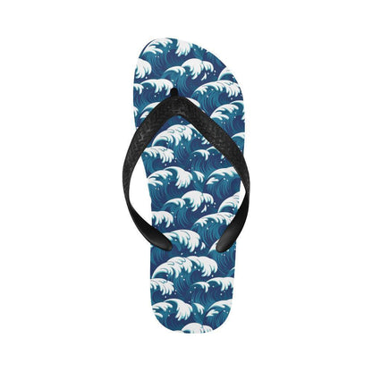 Ocean Wave Pattern Print Flip Flops-JTAMIGO.COM