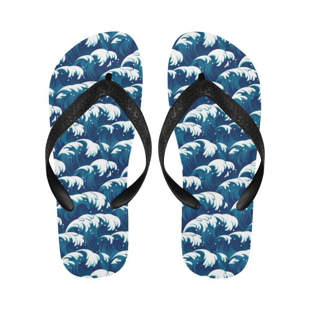 Ocean Wave Pattern Print Flip Flops-JTAMIGO.COM