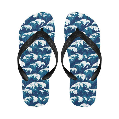 Ocean Wave Pattern Print Flip Flops-JTAMIGO.COM