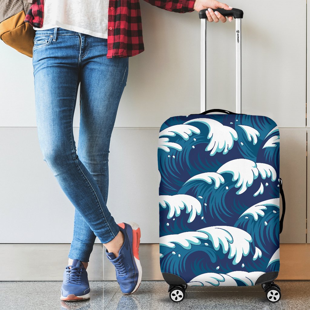 Ocean Wave Pattern Print Luggage Cover Protector