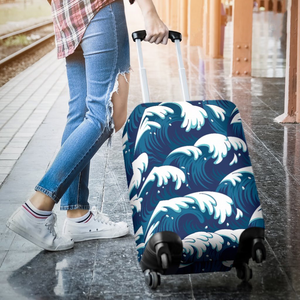 Ocean Wave Pattern Print Luggage Cover Protector