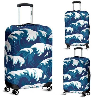 Ocean Wave Pattern Print Luggage Cover Protector