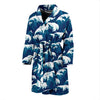 Ocean Wave Pattern Print Men Bath Robe-JTAMIGO.COM