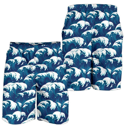 Ocean Wave Pattern Print Mens Shorts-JTAMIGO.COM