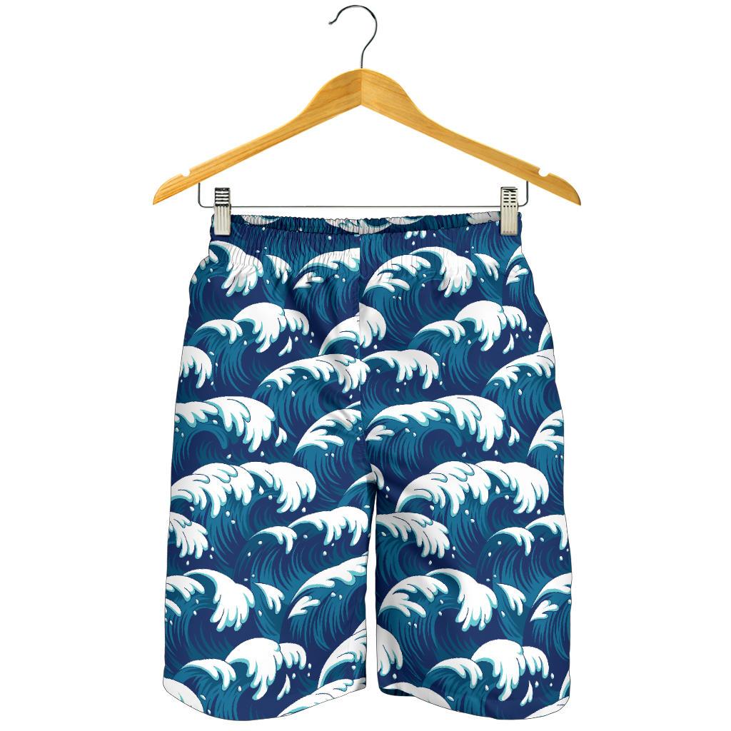 Ocean Wave Pattern Print Mens Shorts-JTAMIGO.COM