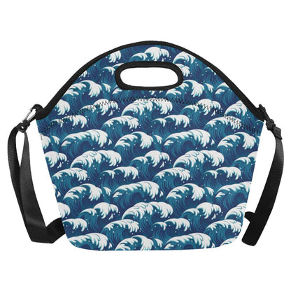 Ocean Wave Pattern Print Neoprene Lunch Bag (Model 1669)(Large)-JTAMIGO.COM