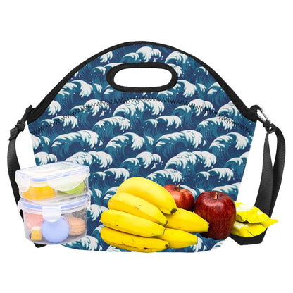 Ocean Wave Pattern Print Neoprene Lunch Bag (Model 1669)(Large)-JTAMIGO.COM