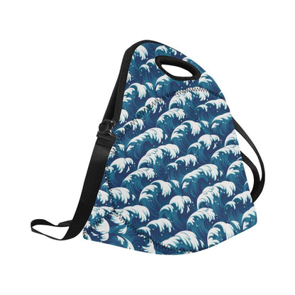 Ocean Wave Pattern Print Neoprene Lunch Bag (Model 1669)(Large)-JTAMIGO.COM