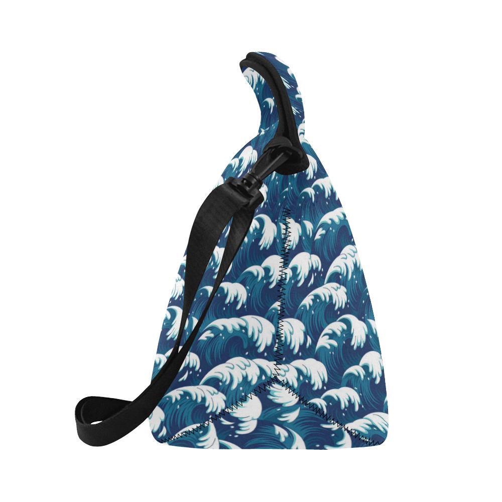 Ocean Wave Pattern Print Neoprene Lunch Bag (Model 1669)(Large)-JTAMIGO.COM