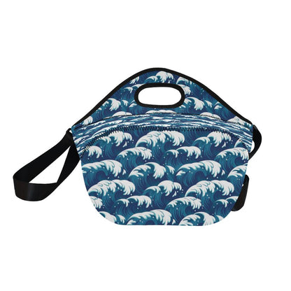 Ocean Wave Pattern Print Neoprene Lunch Bag (Model 1669)(Large)-JTAMIGO.COM