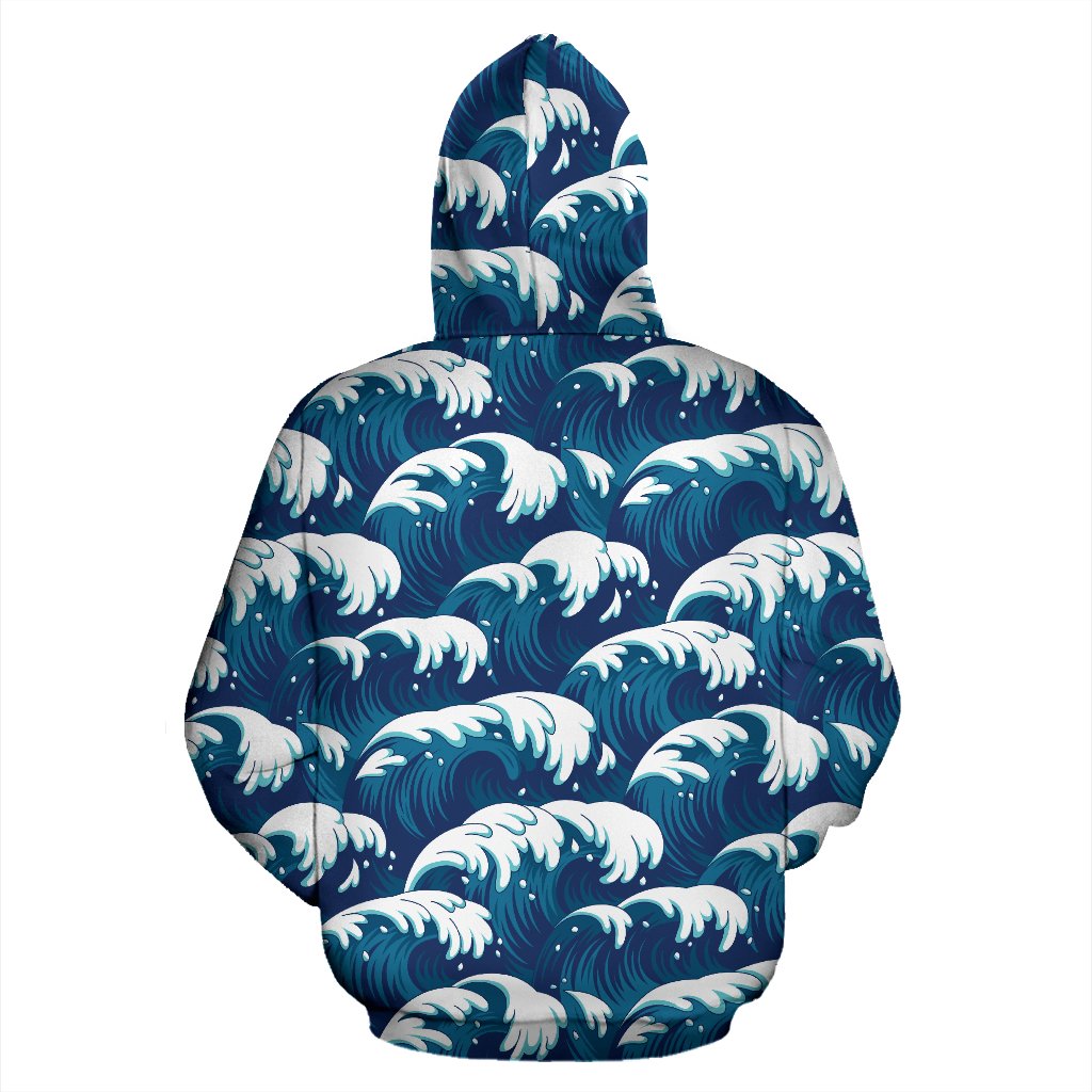Ocean Wave Pattern Print Pullover Hoodie