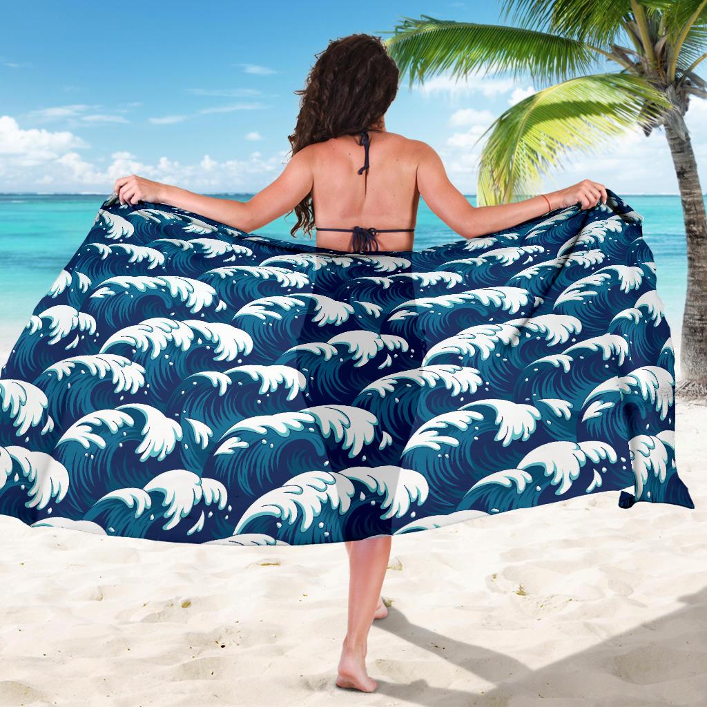 Ocean Wave Pattern Print Sarong Pareo Wrap