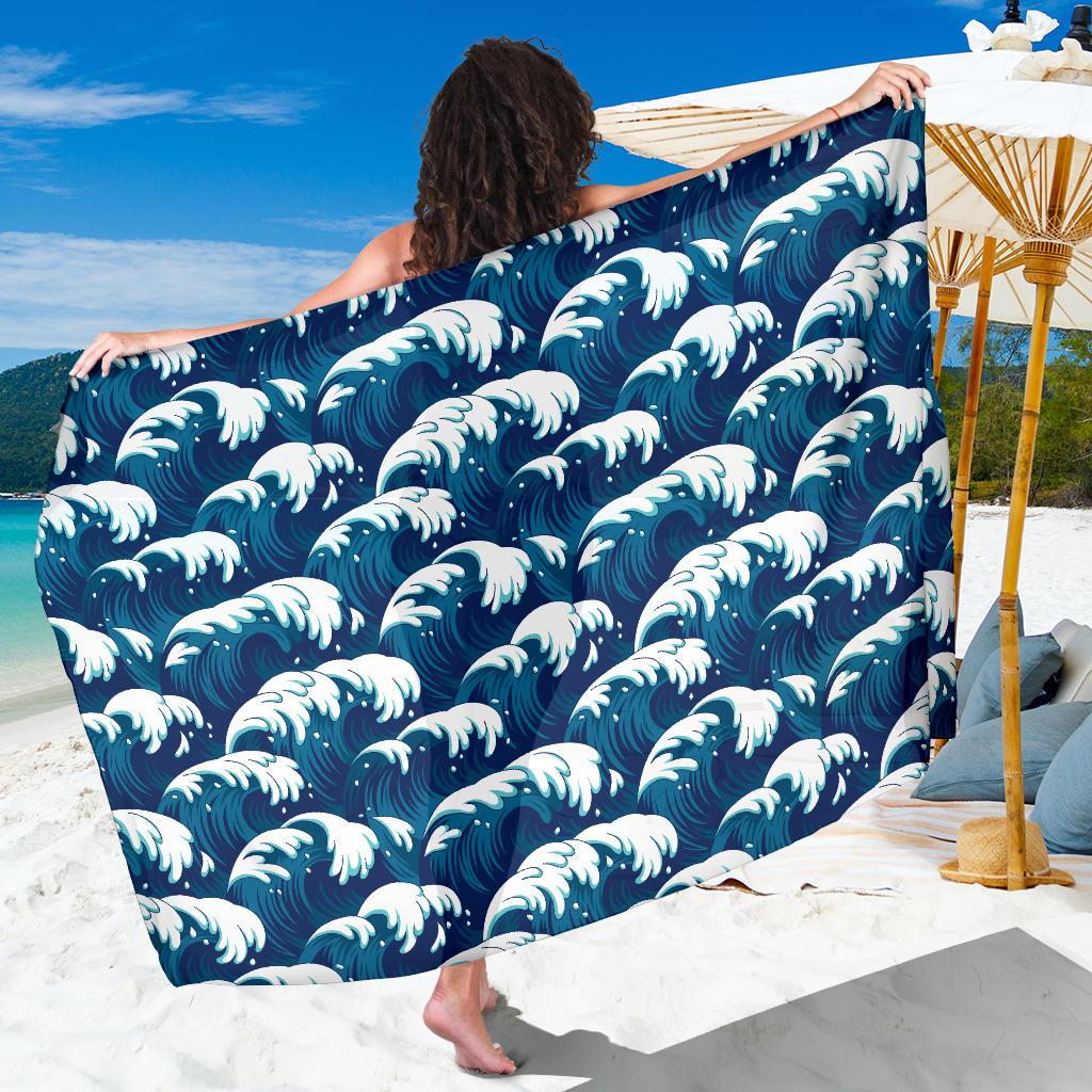 Ocean Wave Pattern Print Sarong Pareo Wrap