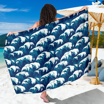 Ocean Wave Pattern Print Sarong Pareo Wrap