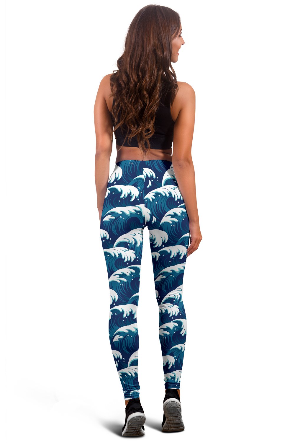 Ocean Wave Pattern Print Women Leggings
