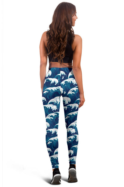 Ocean Wave Pattern Print Women Leggings