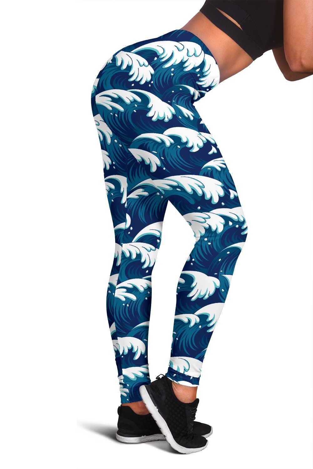 Ocean Wave Pattern Print Women Leggings