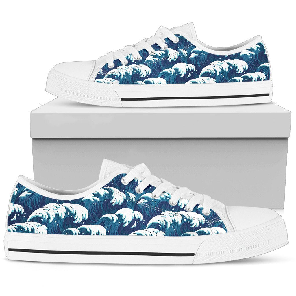 Ocean Wave Pattern Print Women Low Top Shoes-JTAMIGO.COM
