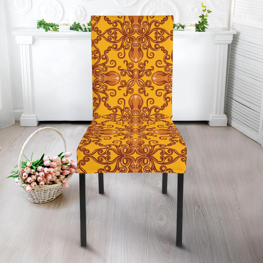 Octopus Background Design Print Dining Chair Slipcover-JTAMIGO.COM