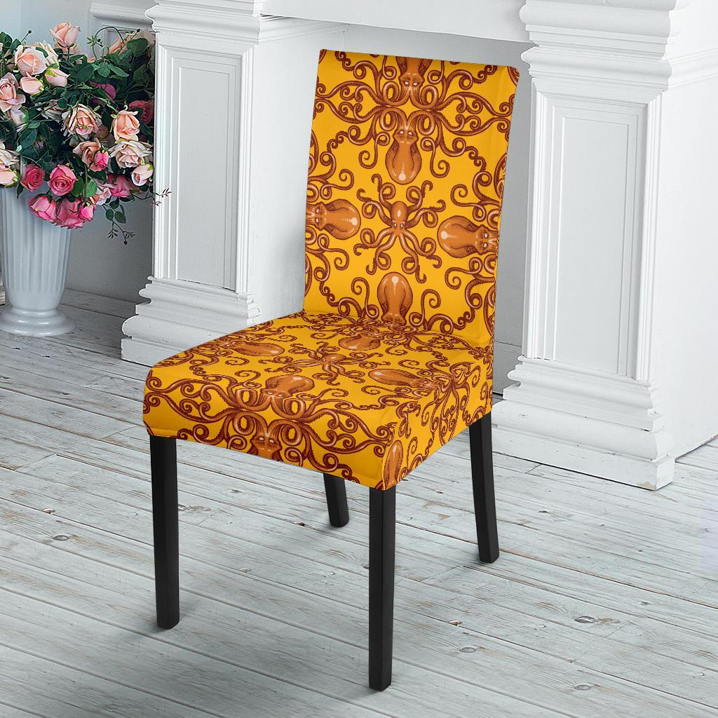 Octopus Background Design Print Dining Chair Slipcover-JTAMIGO.COM