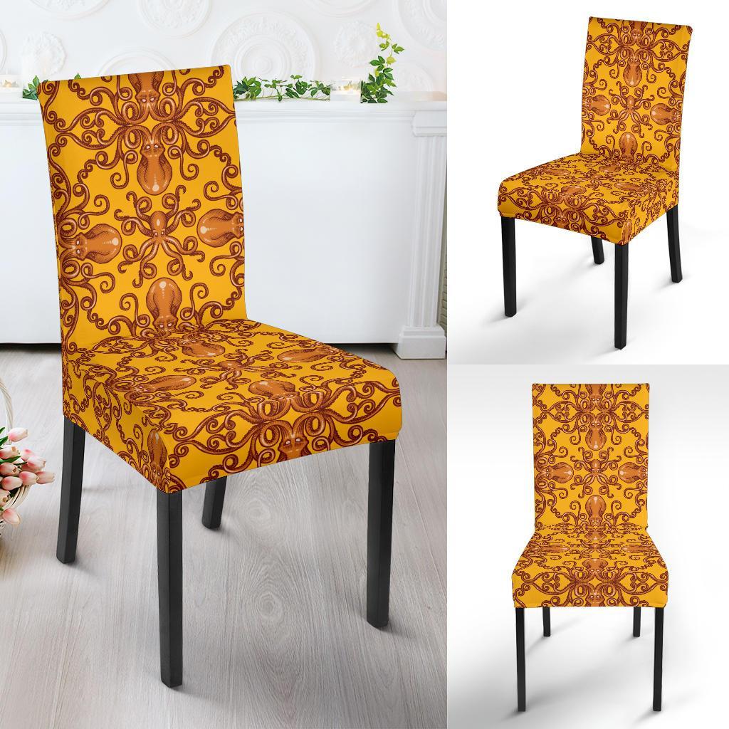 Octopus Background Design Print Dining Chair Slipcover-JTAMIGO.COM