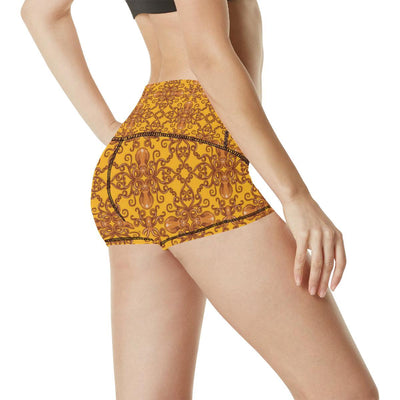 Octopus Background Design Print High Waisted Spandex Shorts-JTAMIGO.COM