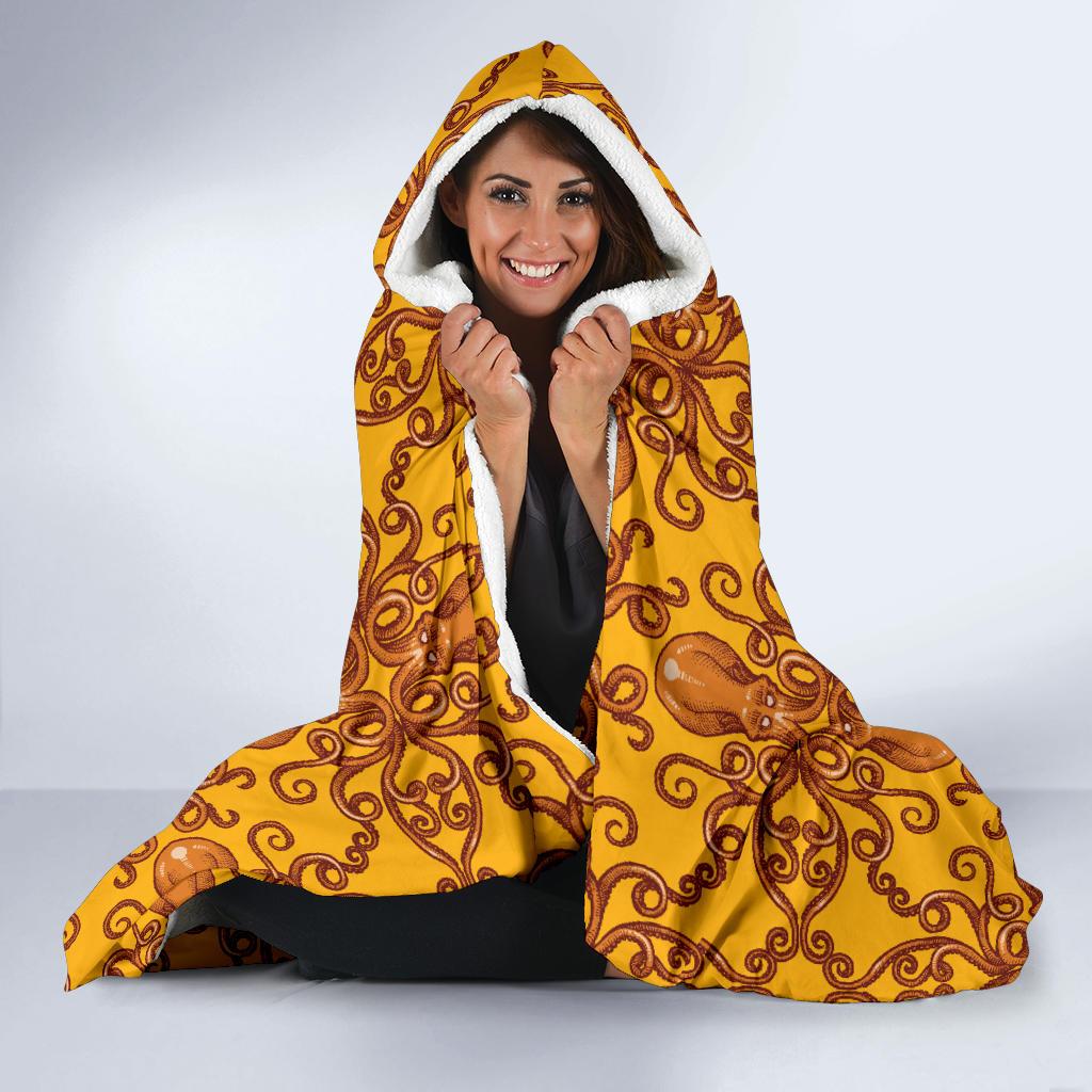 Octopus Background Design Print Hooded Blanket-JTAMIGO.COM