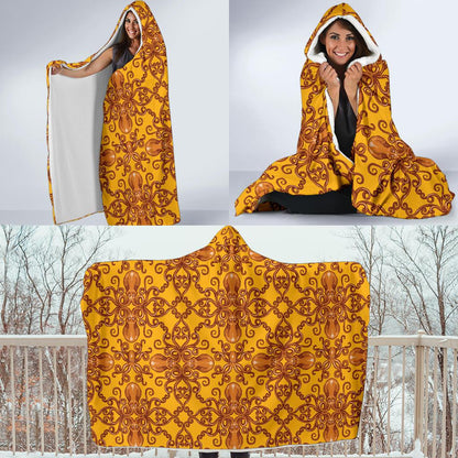 Octopus Background Design Print Hooded Blanket-JTAMIGO.COM