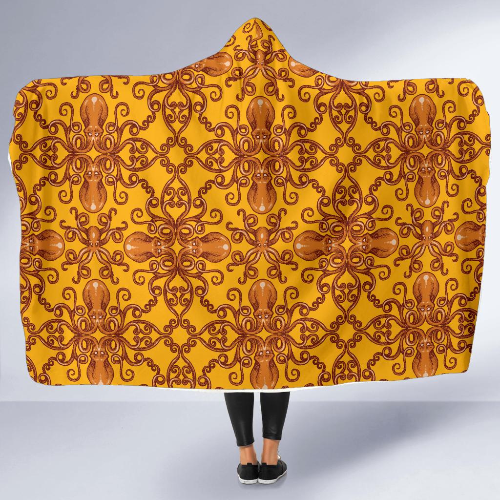 Octopus Background Design Print Hooded Blanket-JTAMIGO.COM