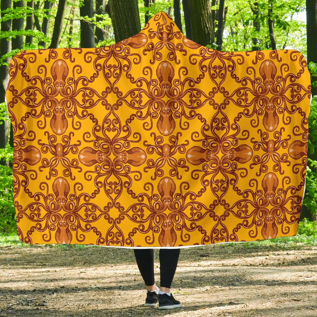 Octopus Background Design Print Hooded Blanket-JTAMIGO.COM