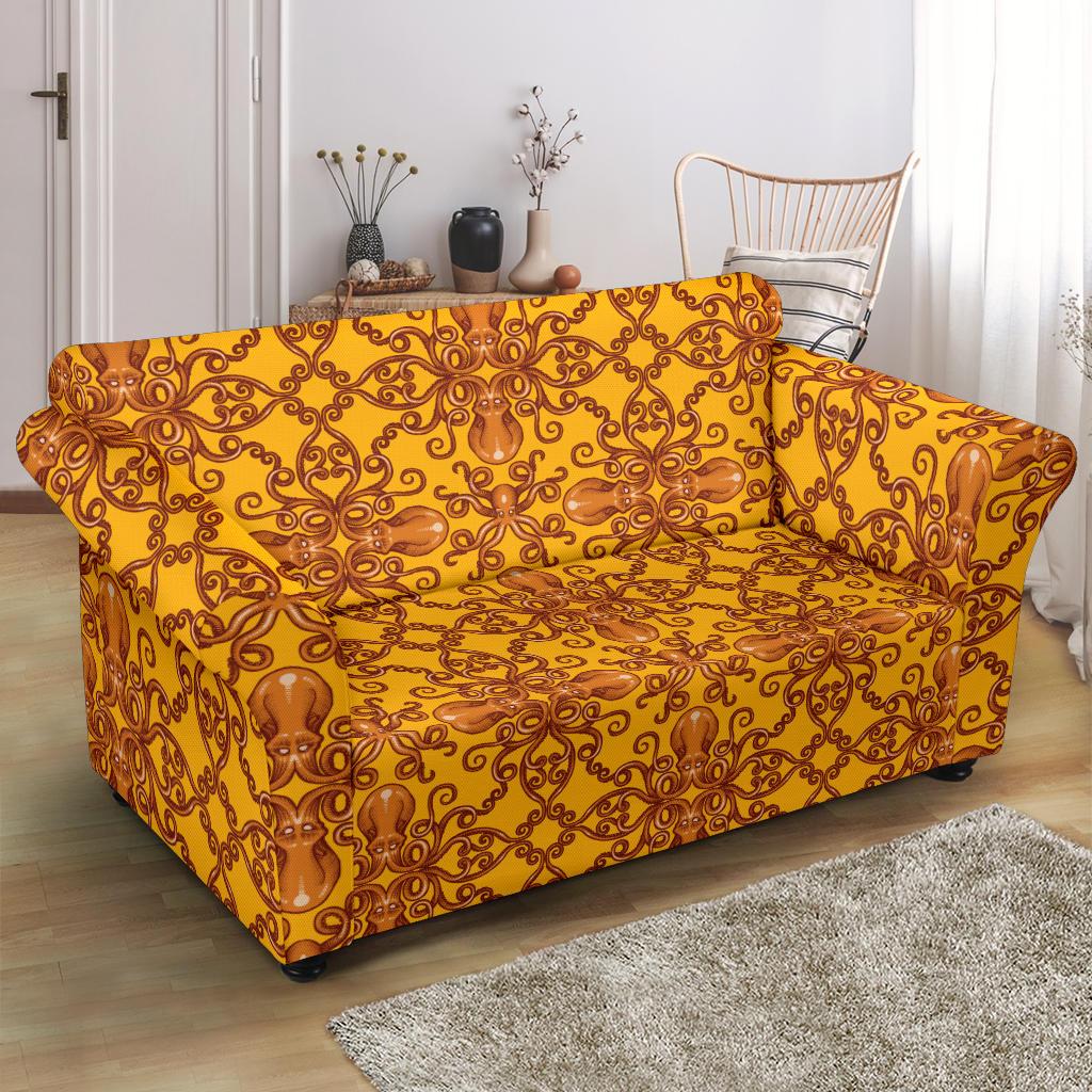 Octopus Background Design Print Loveseat Slipcover-JTAMIGO.COM