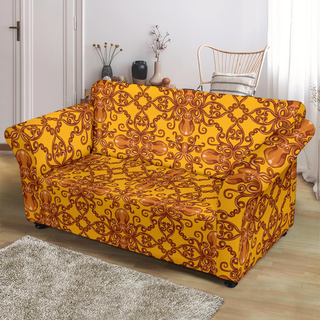 Octopus Background Design Print Loveseat Slipcover-JTAMIGO.COM
