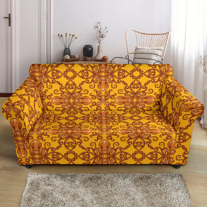 Octopus Background Design Print Loveseat Slipcover-JTAMIGO.COM