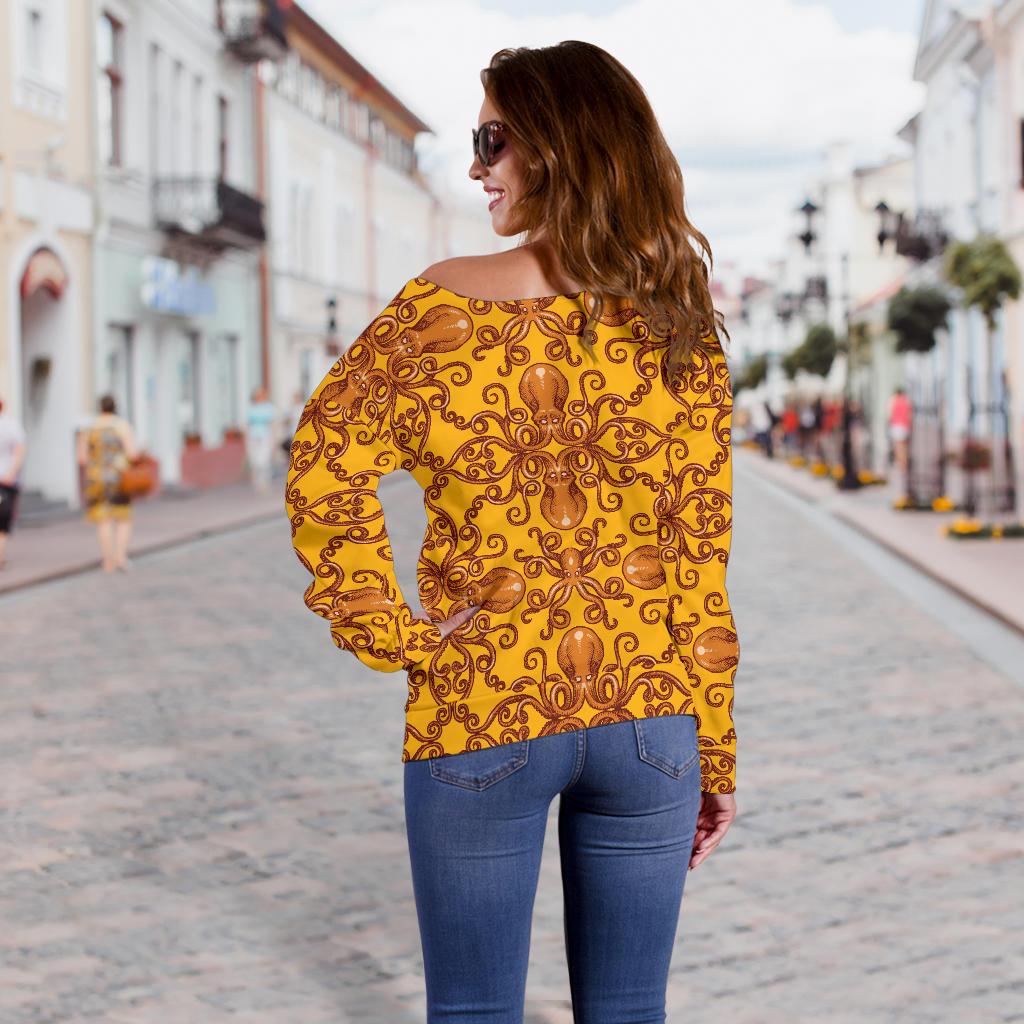 Octopus Background Design Print Off Shoulder Sweatshirt