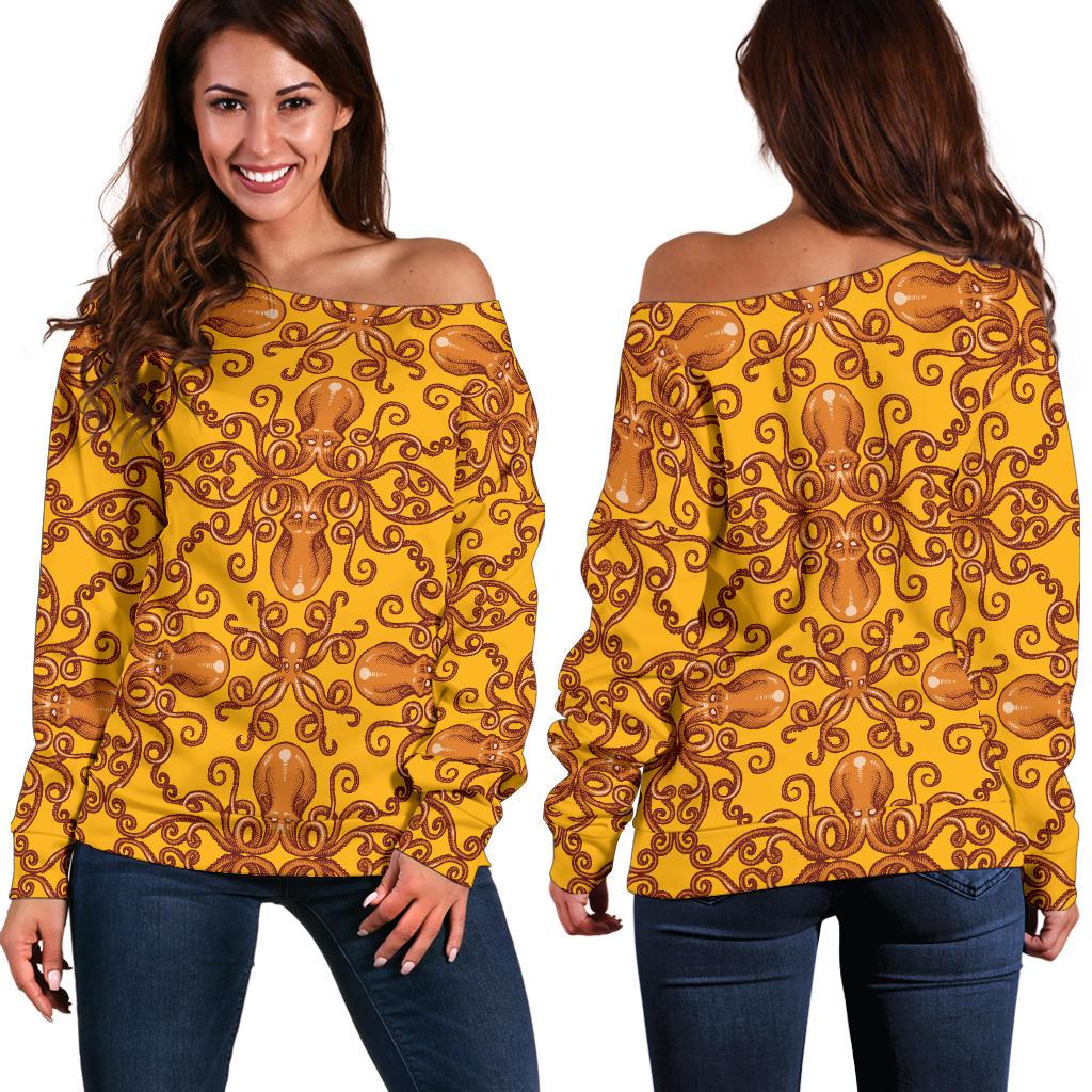 Octopus Background Design Print Off Shoulder Sweatshirt