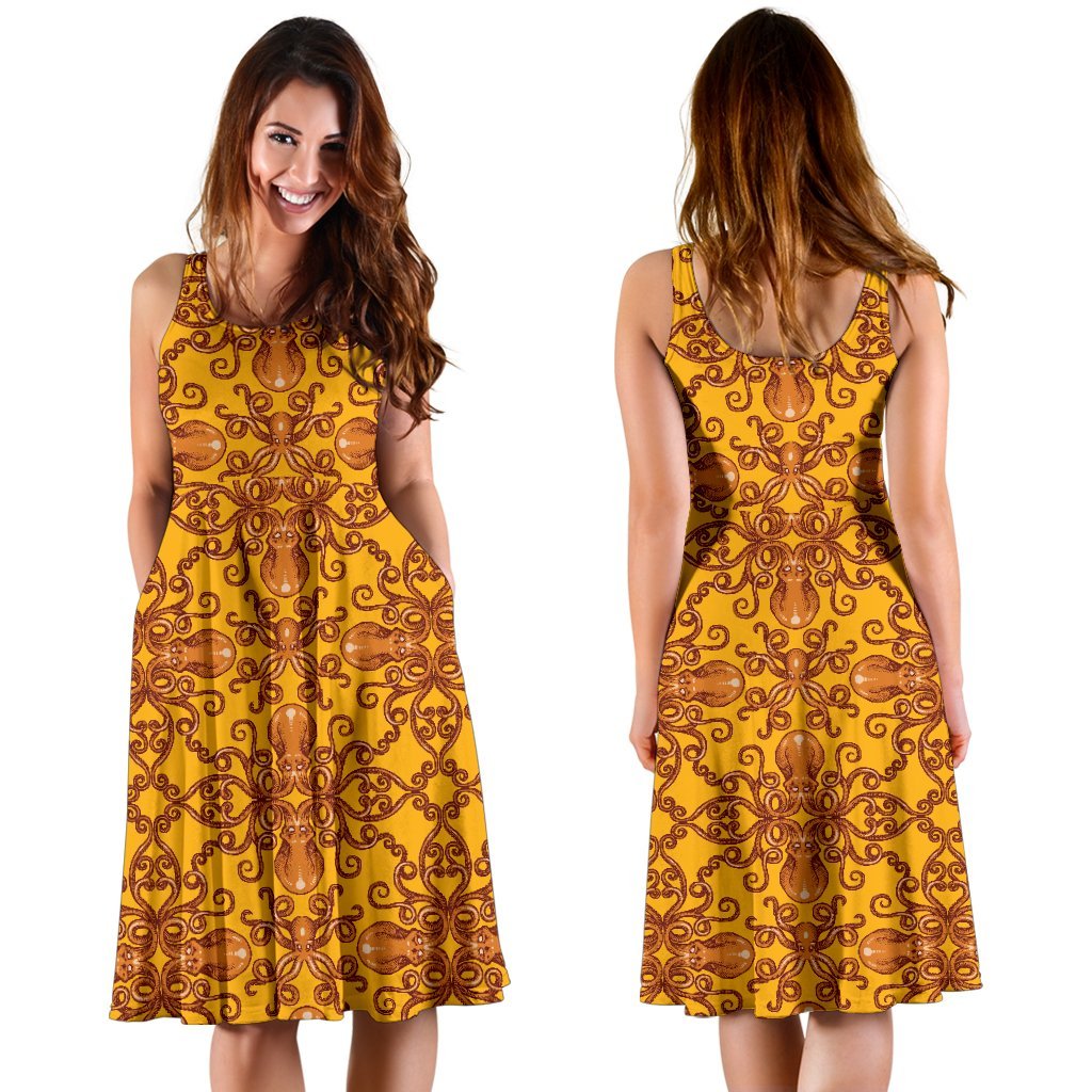 Octopus Background Design Print Sleeveless Dress
