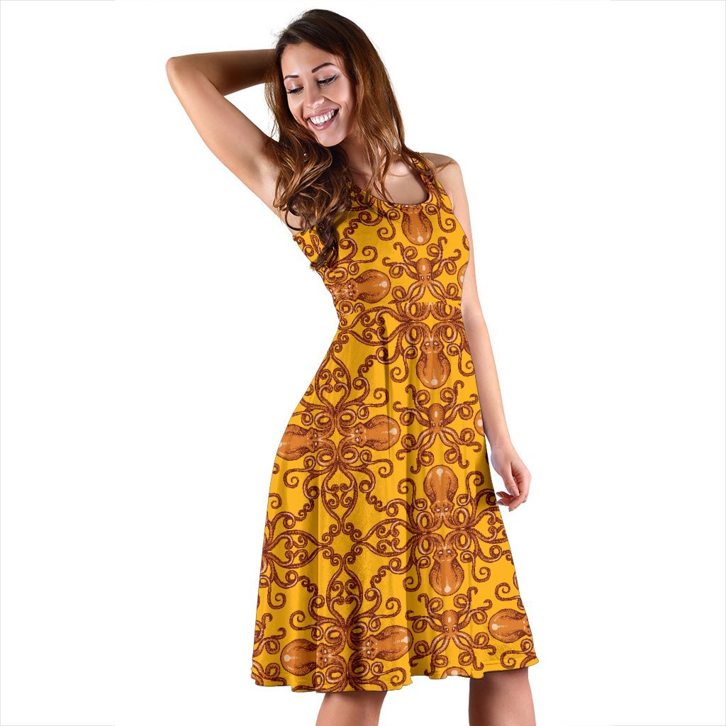 Octopus Background Design Print Sleeveless Dress