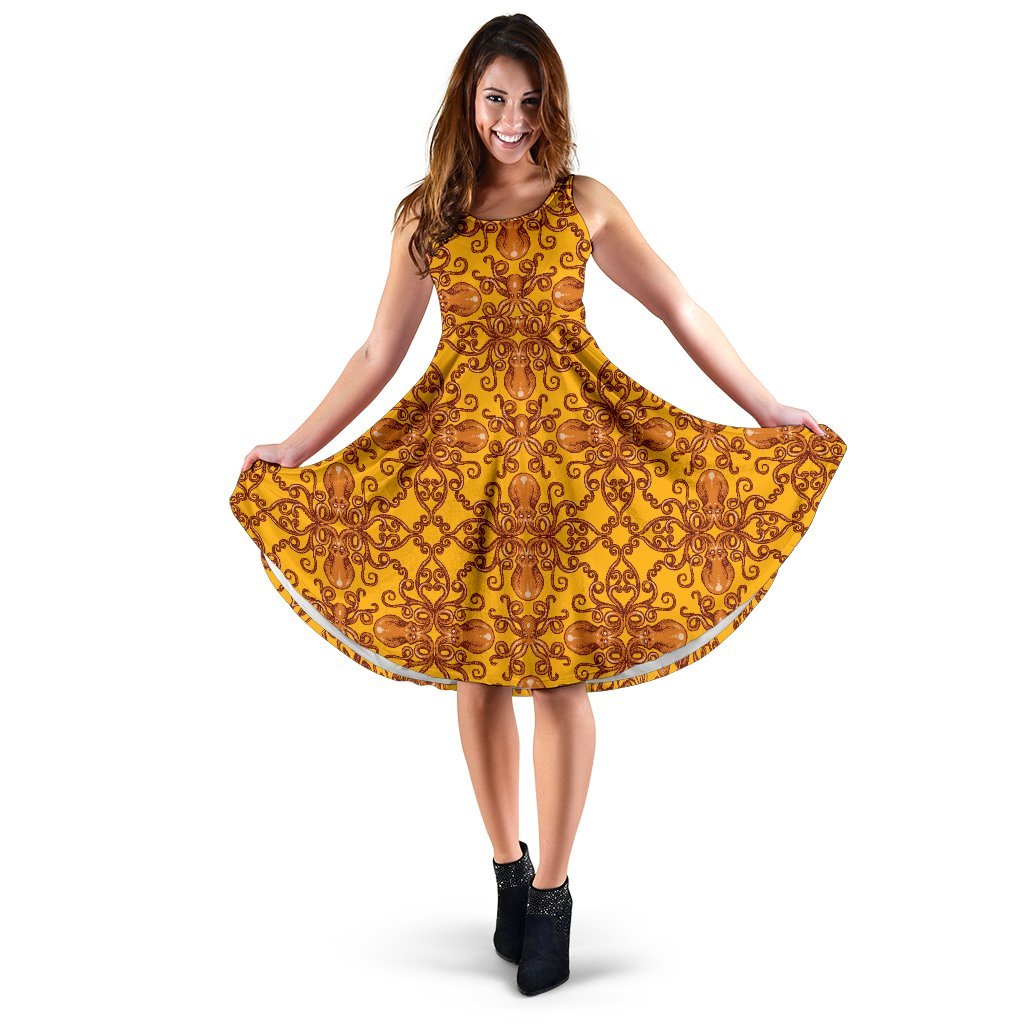 Octopus Background Design Print Sleeveless Dress