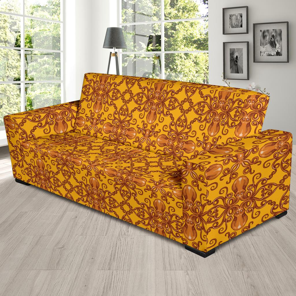 Octopus Background Design Print Sofa Slipcover-JTAMIGO.COM