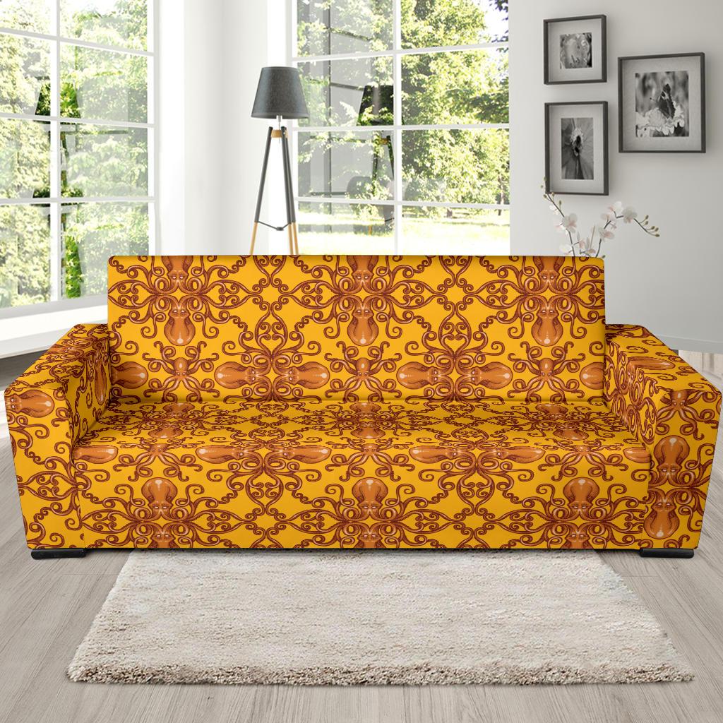 Octopus Background Design Print Sofa Slipcover-JTAMIGO.COM