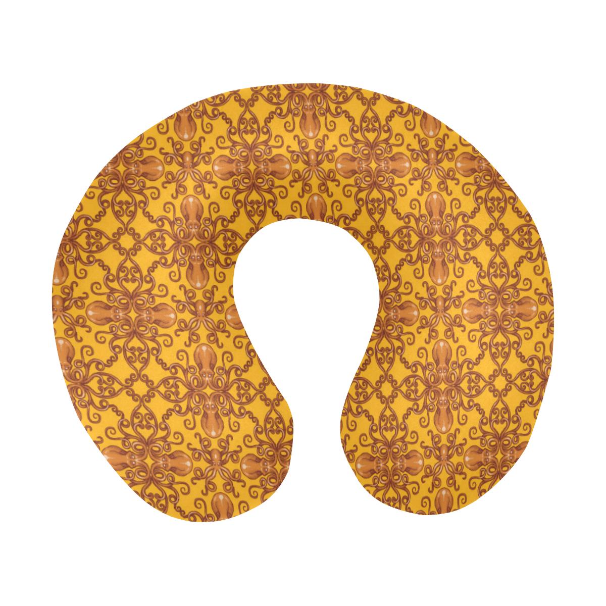 Octopus Background Design Print U-Shaped Travel Neck Pillow-JTAMIGO.COM